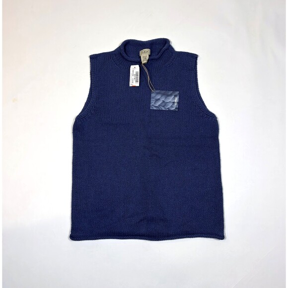 L.L. Bean Sweaters - LL Bean Silk Cotton Rollneck Knit Sweater Vest Indigo Blue NWT - Large